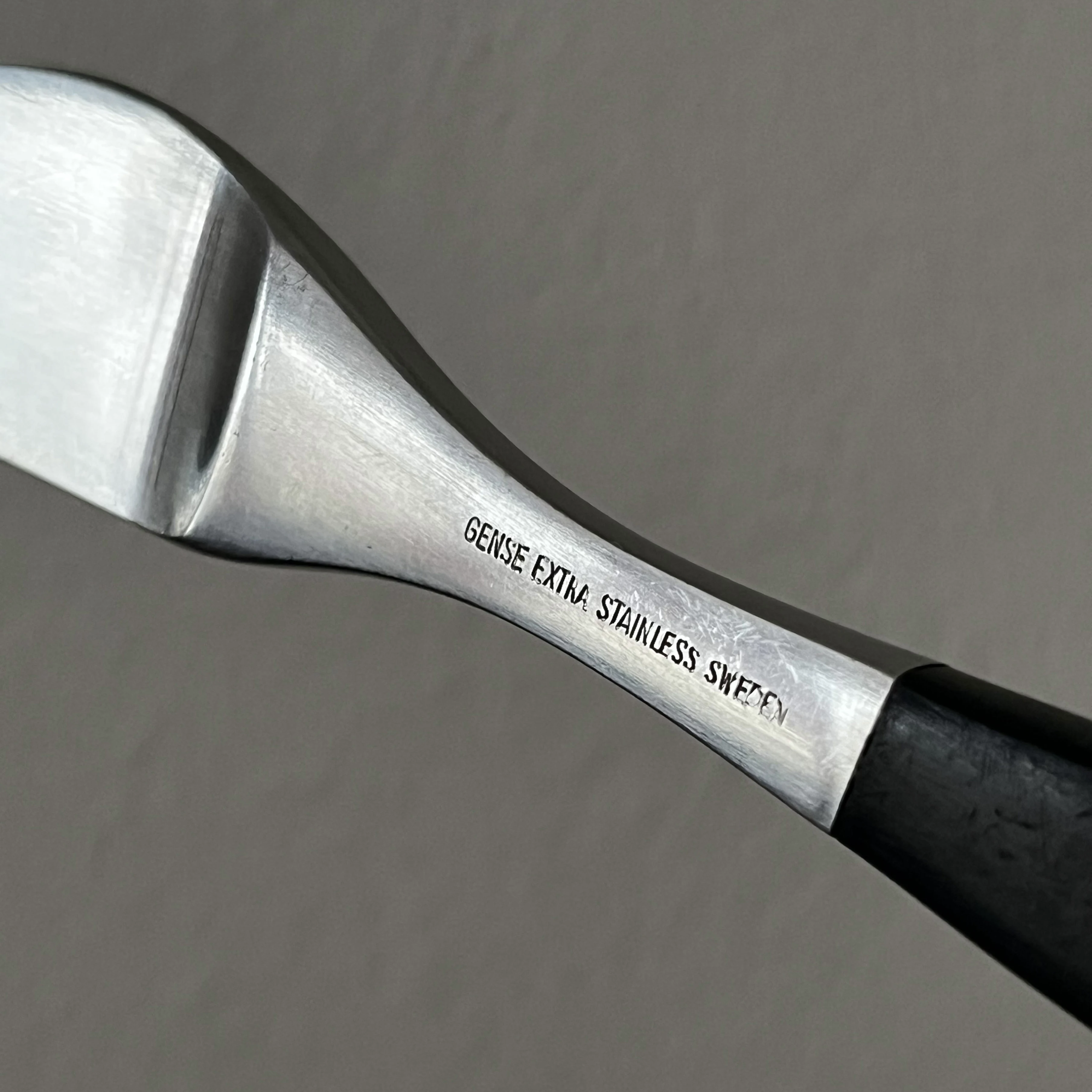 Detail of 'Gense Stainless Steel' engraving