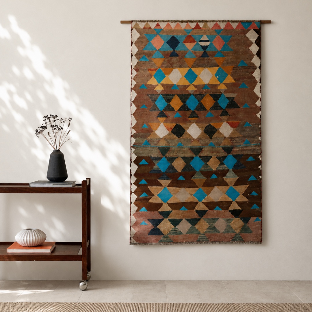 Hand-Knotted Persian Harsin Kilim Rug